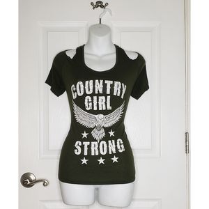 Miss Popular Country Tee - Military Green